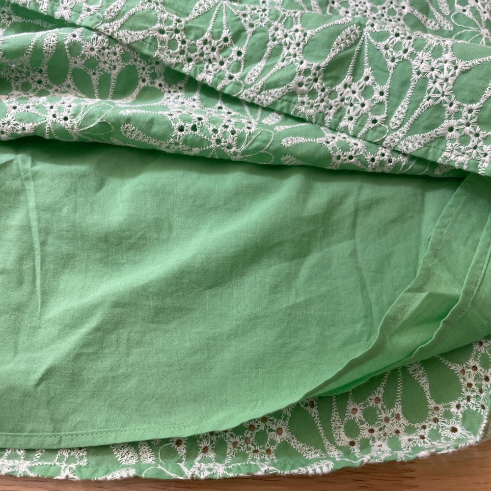 LOFT Womens Green Eyelet Ruffle Square Neck Cotton Blouse XL NWT - Picture 6 of 9